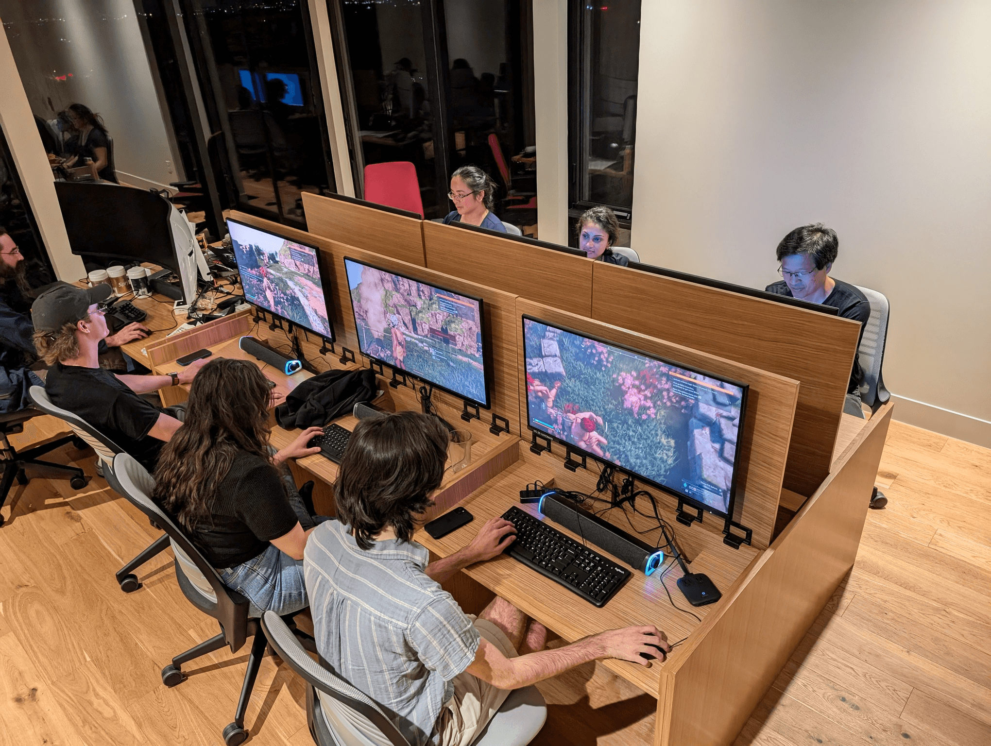 Friends gaming together at a birthday LAN party